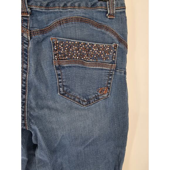Code Blue Women's Mid Rise Skinny Rhinestone Pocket Button Closer Jeans Size 10 - Picture 5 of 6